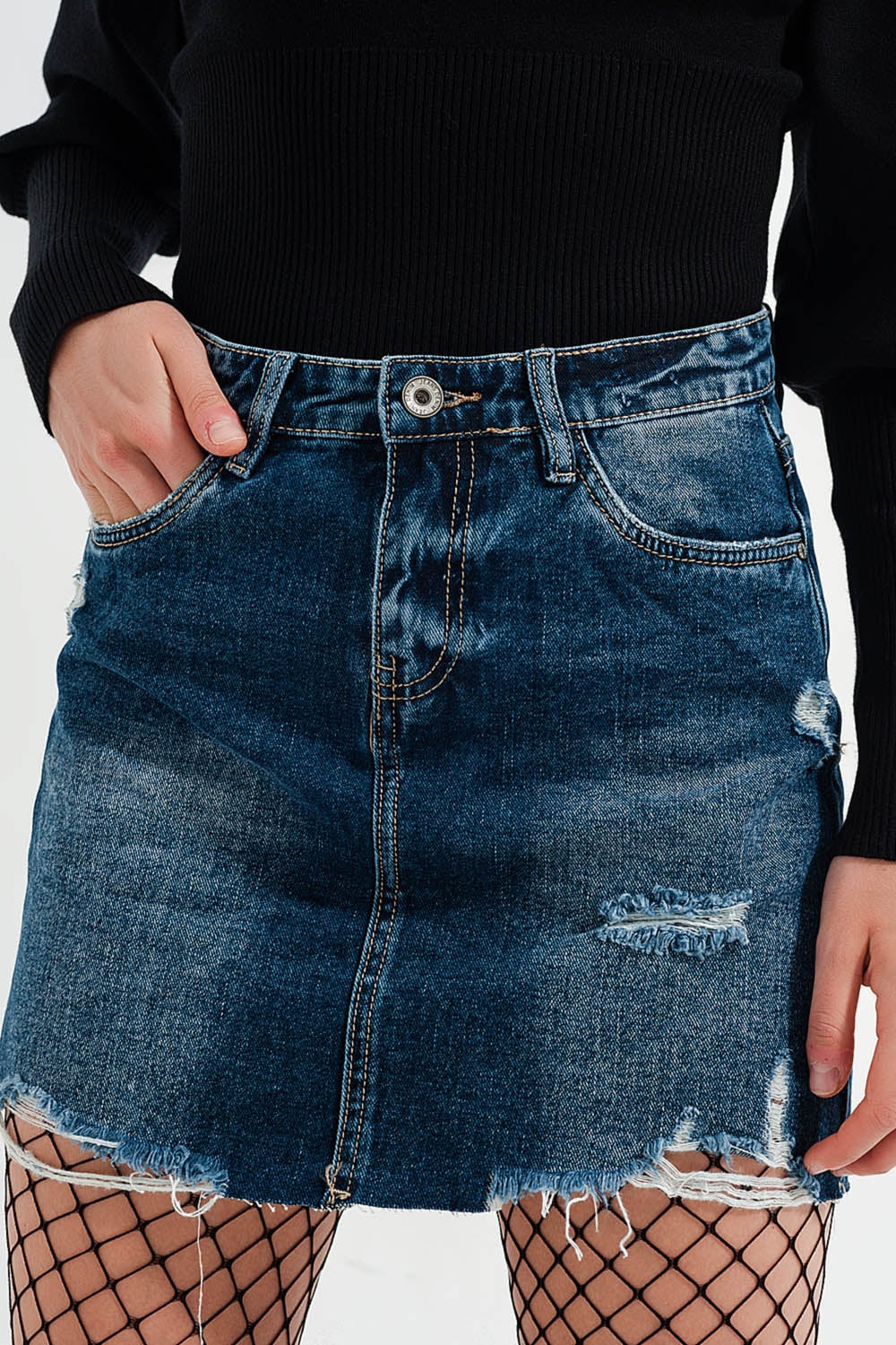 Falda Mini Denim Rasgado