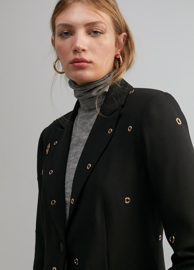 Blazer Con Eyelet Details