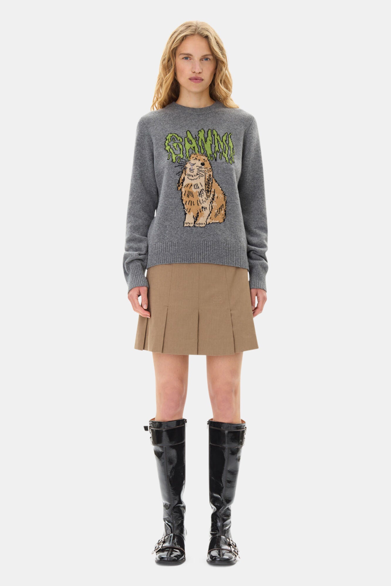 Sweater Graphic Wool Mix Bunny Crewneck