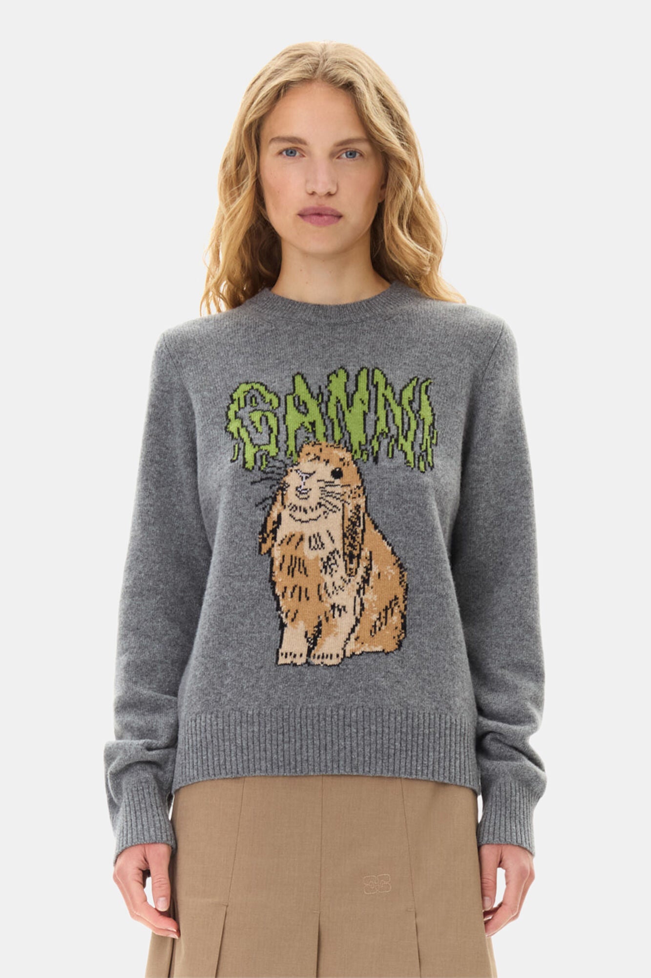 Sweater Graphic Wool Mix Bunny Crewneck