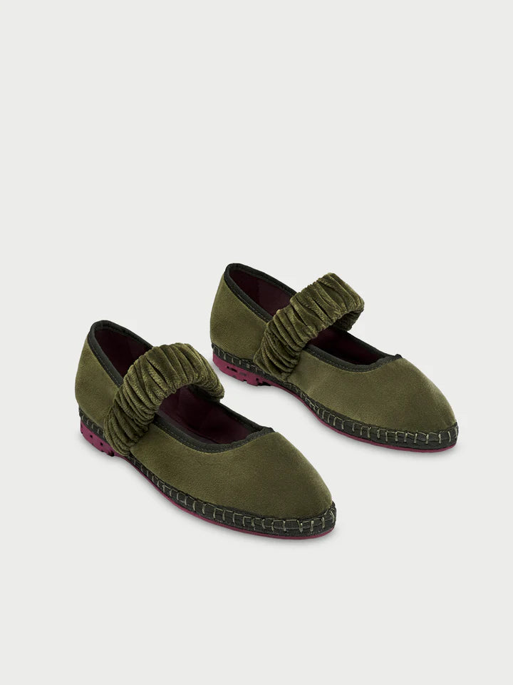 Ballerinas Mafalda Velvet Olive