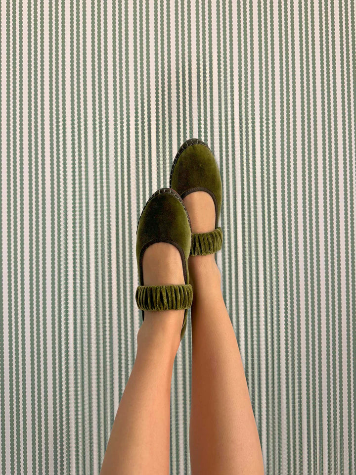 Ballerinas Mafalda Velvet Olive