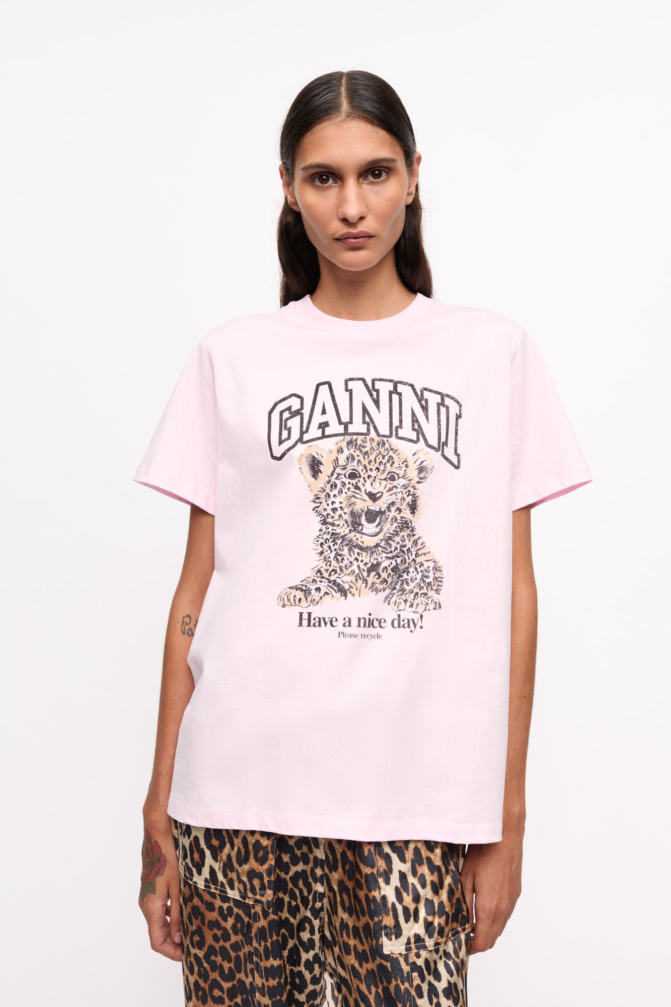 Camiseta Básica Holgada De Leopardo