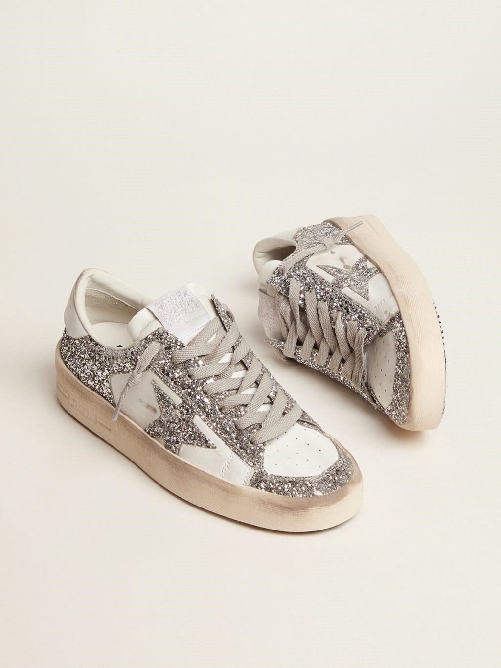 Zapatillas Golden Goose Stardan Leather And Glitter Upper Glitter Star Mujer