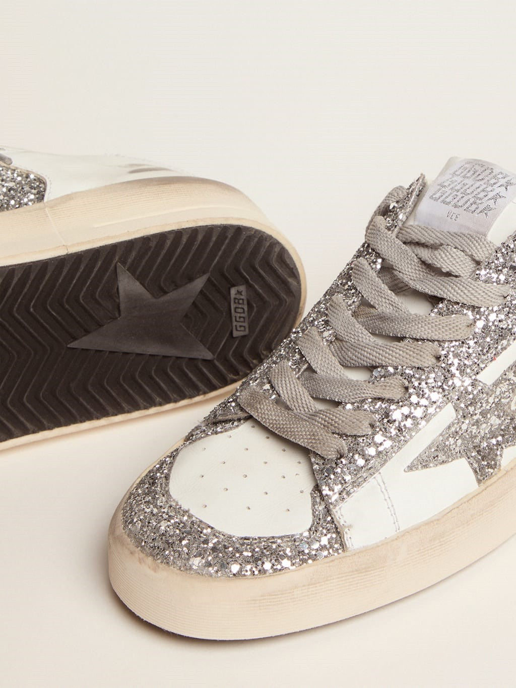 Zapatillas Golden Goose Stardan Leather And Glitter Upper Glitter Star Mujer