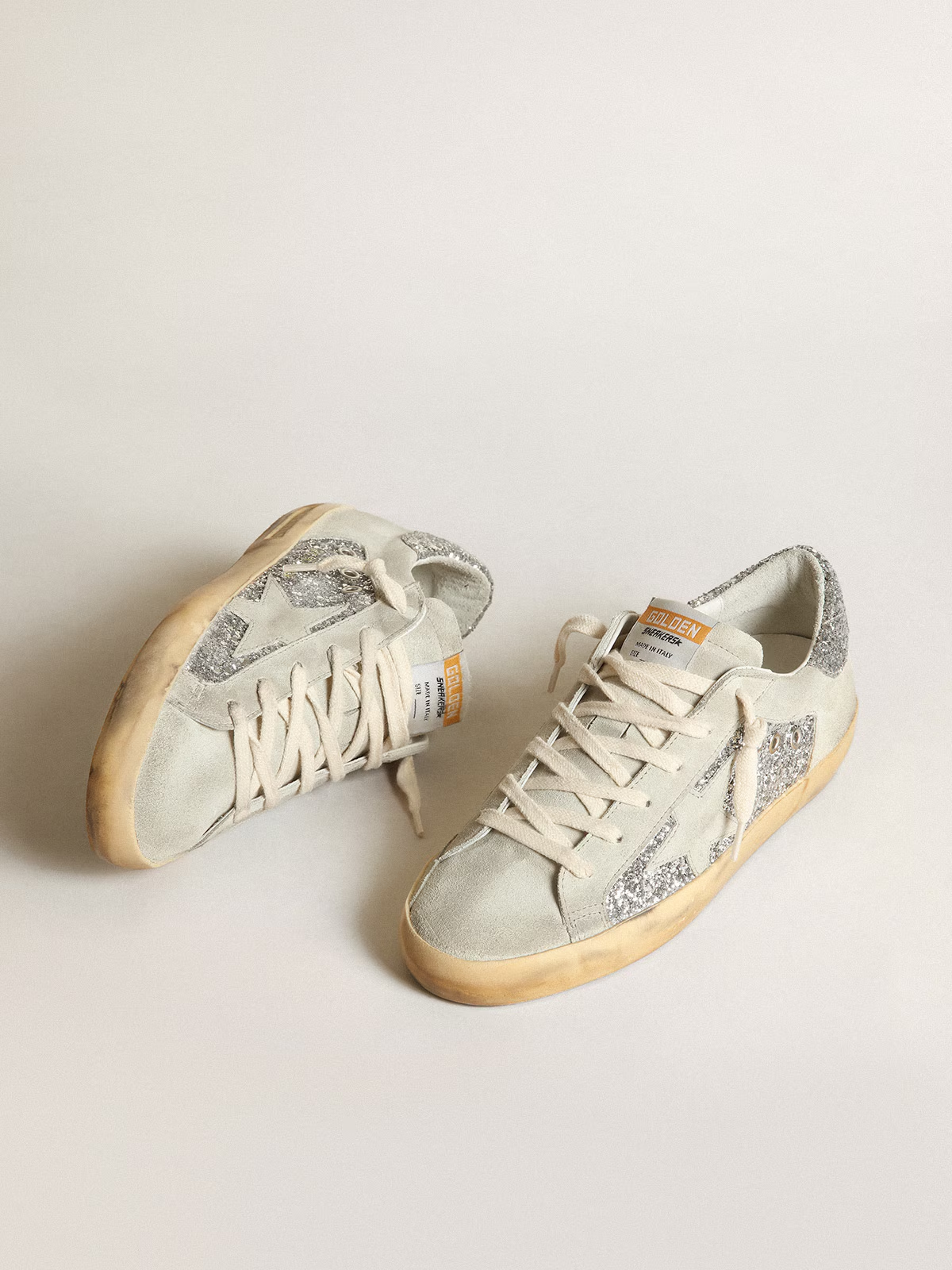 Zapatillas Golden Goose Mujer Super-Star Suede And Glitter Upper