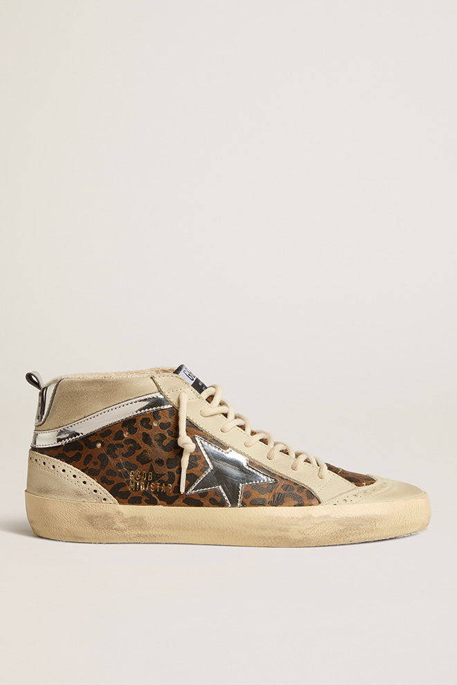 Zapatillas golden Goose Mid Star Leopard Leath Mirror Fabric Star Mujer