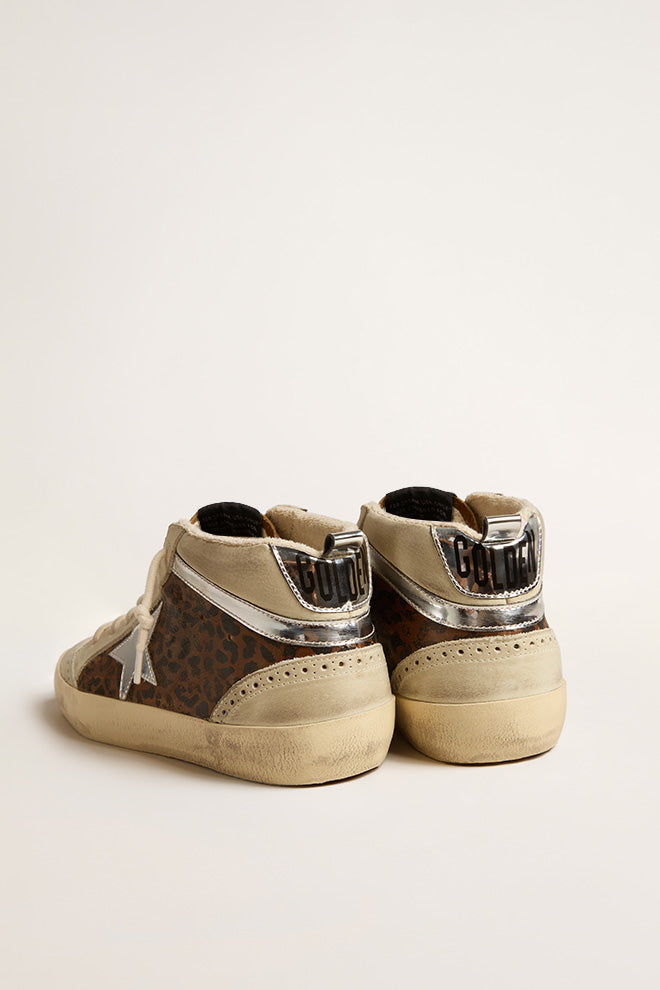 Zapatillas golden Goose Mid Star Leopard Leath Mirror Fabric Star Mujer