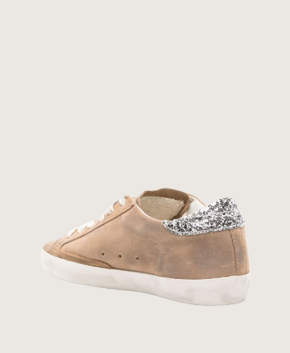 Zapatillas Golden Goose Super Star Suede Upper Glitter Star Heel Mujer