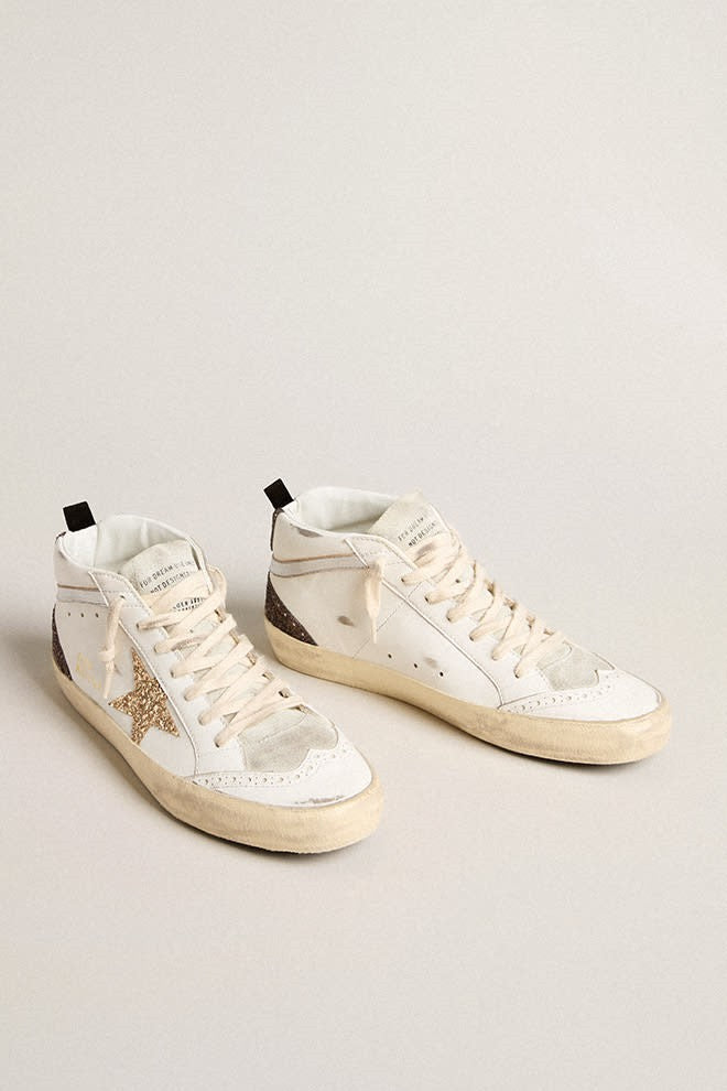 Zapatillas Golden Goose Mid Star Leather Upper And Toe Glitter Star Mujer