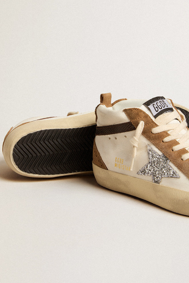 Zapatillas Golden Goose Mid Star Nappa Glit Star Suede Print Leath Mujer