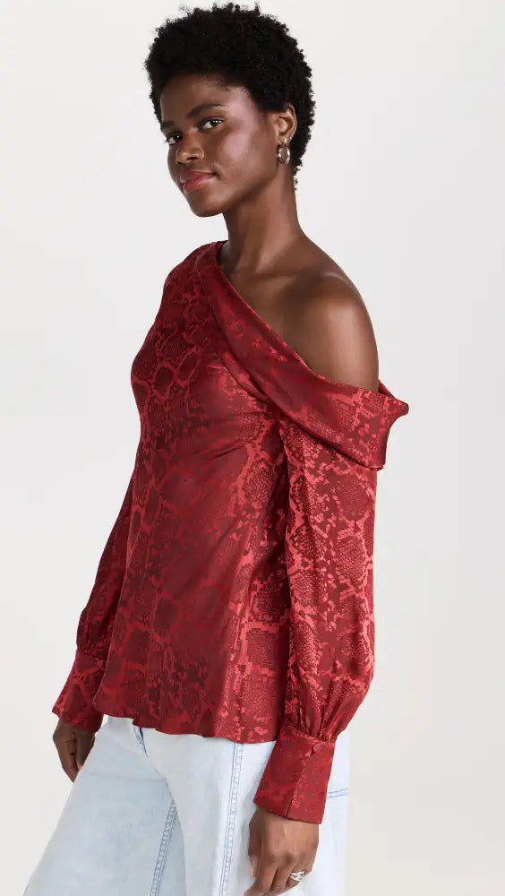 Top Alice One Shoulder  Carmine Python