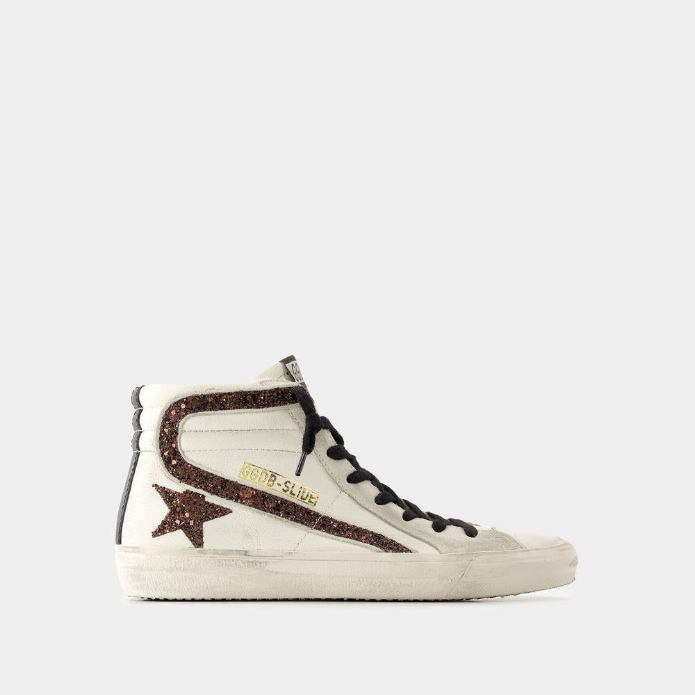 Zapatillas Golden Goose Slide Nappa Suede Glit Star Wave Leath Mujer