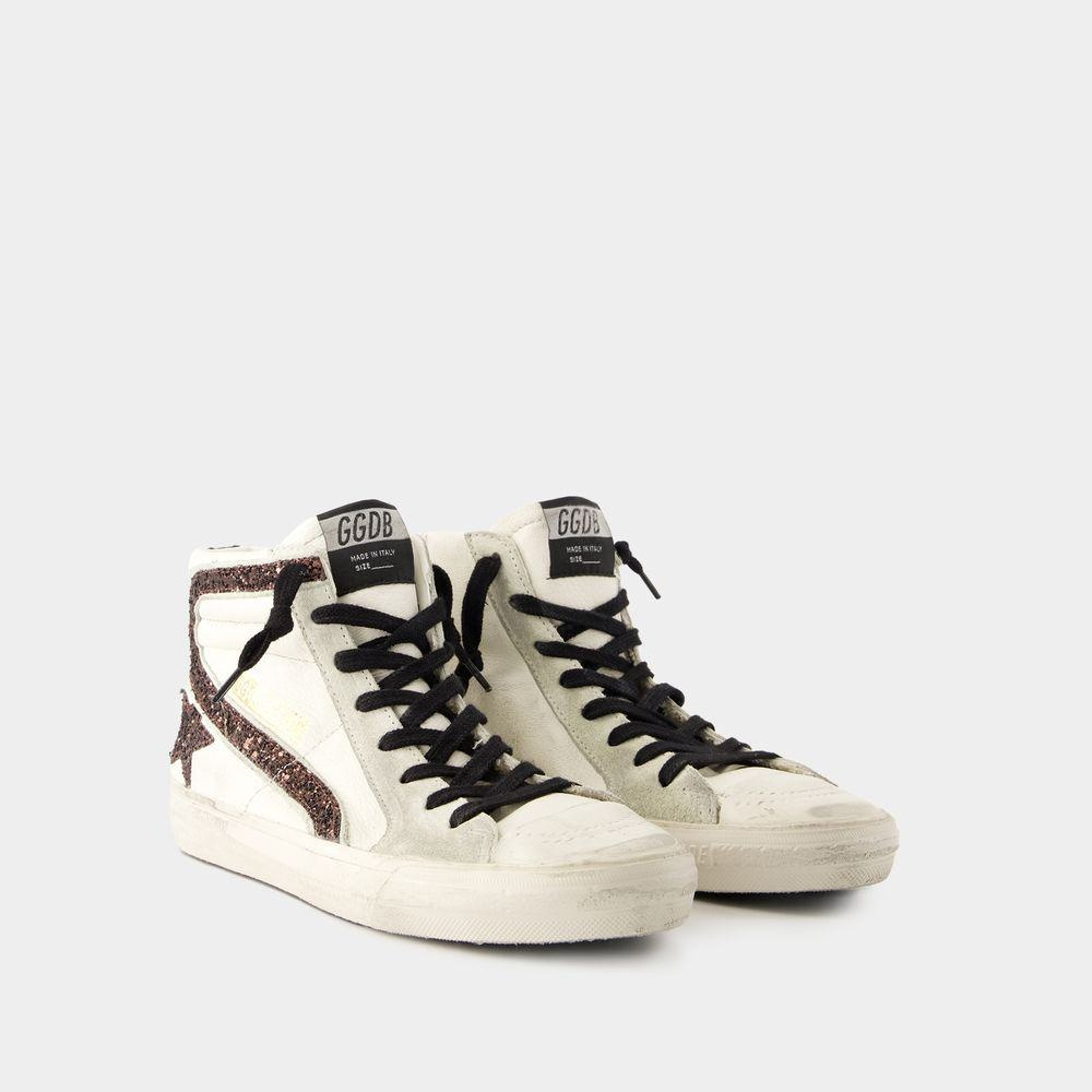 Zapatillas Golden Goose Slide Nappa Suede Glit Star Wave Leath Mujer