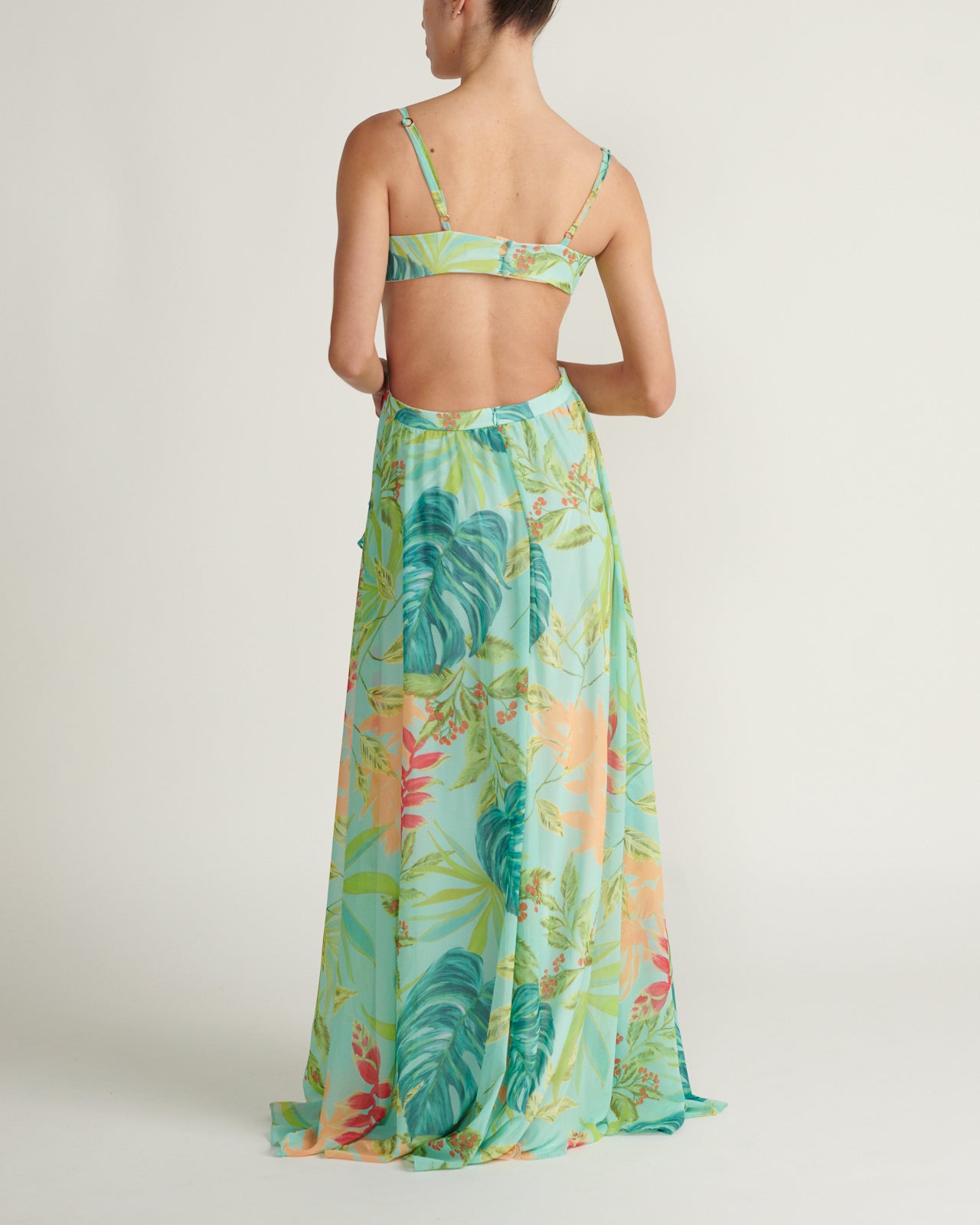 Vestido Maxi Print Cut Out Verde