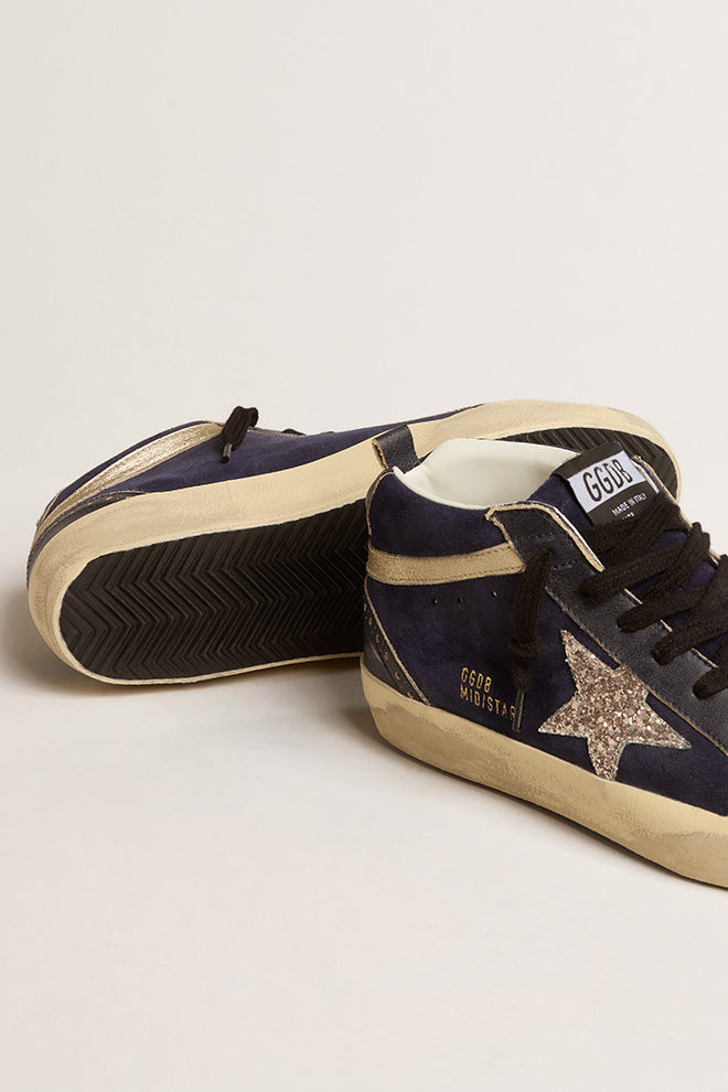 Zapatillas Golden Goose Mid Star Suede Upper Glitter Mujer